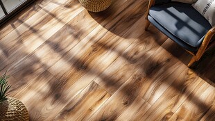 温馨木质地板家居一角