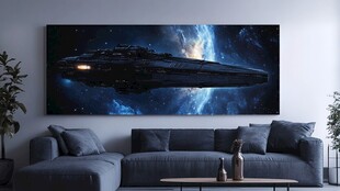 科幻星舰装饰客厅墙面