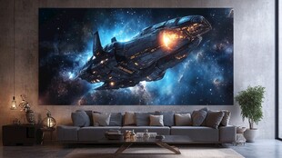 科幻宇宙飞船壁画装饰客厅