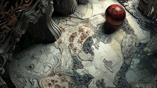 古雅地面上的神秘红宝珠