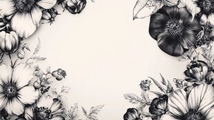 黑白花卉边框装饰图