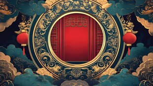 中式古典门庭吉祥场景