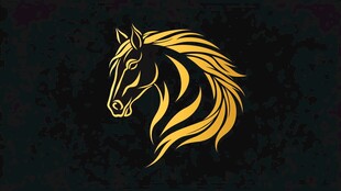金色骏马头像标志设计