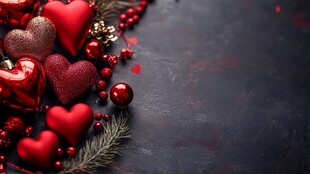 浪漫红心圣诞装饰摆件