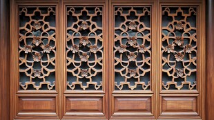 中式雕花木门精致纹理
