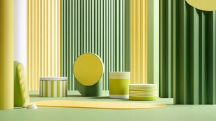 黄绿几何元素室内场景