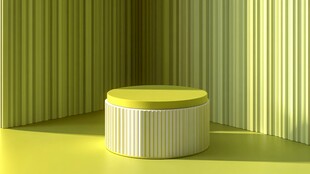 黄绿空间中的简约圆形展台