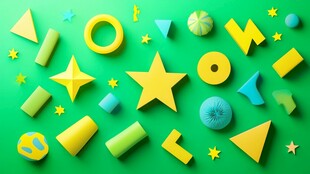 多彩几何玩具创意排列展示