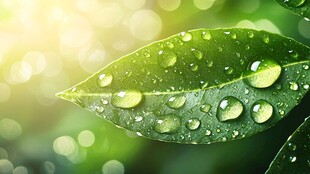 绿叶上的晶莹水珠