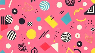 缤纷几何图案粉色背景图