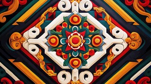 传统精美彩绘几何花纹图案