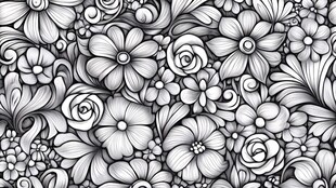 黑白花卉图案装饰背景图