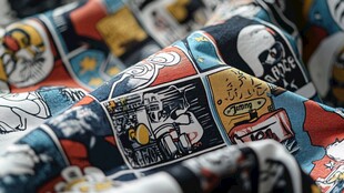 潮流卡通图案多彩布料