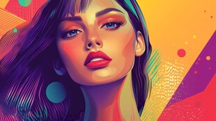 多彩时尚风格的美丽女性