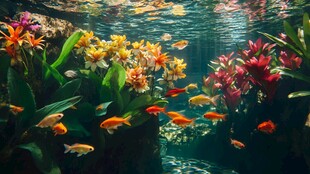 水下花境与灵动金鱼共舞