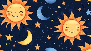 可爱太阳月亮星星图案