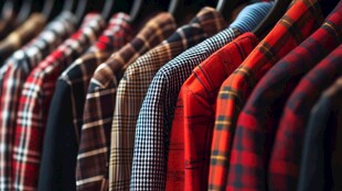 多样格子衬衫整齐排列