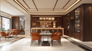 现代风格高端餐厅室内场景
