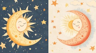 可爱日月卡通插画