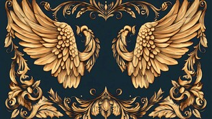 金色华丽双翅装饰图案