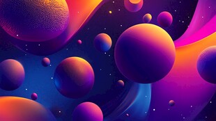 梦幻炫彩的宇宙球体世界