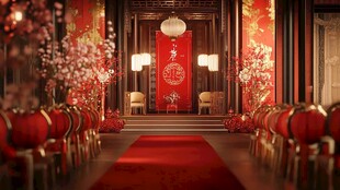 中式喜庆婚礼仪式场地布置
