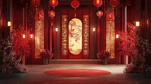 中式婚礼场景的典雅布置