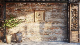 中式庭院砖墙古朴景致