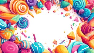 缤纷糖果环绕的甜蜜世界