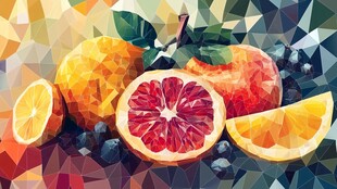 几何风格多彩水果组合