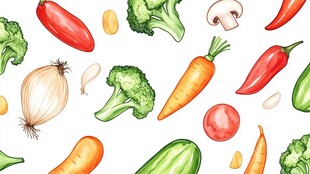 多彩蔬菜手绘图案展示