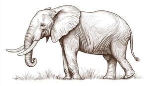 站立的大象素描图