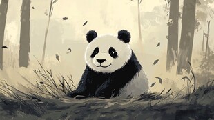 林中熊猫惬意时光