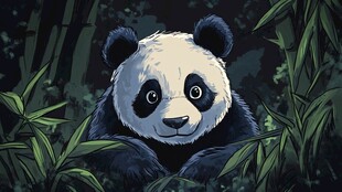 竹林中的可爱大熊猫