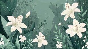 清新百合绿植花卉插画