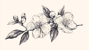 手绘花卉枝条插画