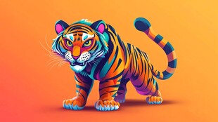 彩色炫酷老虎插画形象