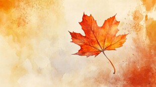 秋意枫叶水彩画意境图