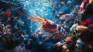 梦幻海底世界中的大龙虾