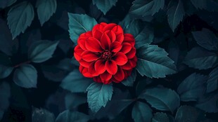 娇艳红牡丹 绿叶相映衬