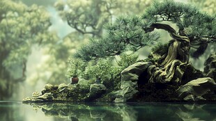 中式盆景景观图