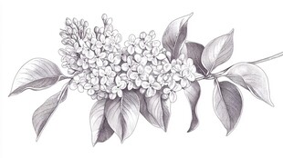 手绘丁香花枝