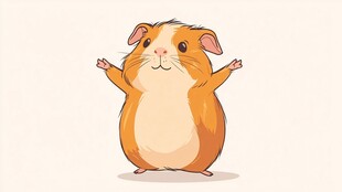 可爱仓鼠开心张开双臂