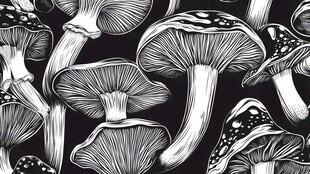 黑白手绘蘑菇图案纹理