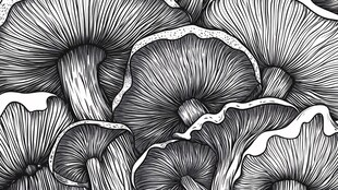 黑白手绘风蘑菇图案