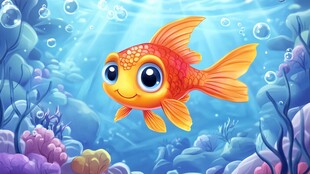 可爱金鱼畅游梦幻海底世界