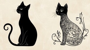 黑白猫咪图案设计