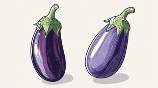 手绘紫色茄子插画