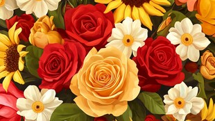 多彩花卉汇聚的绚烂景象