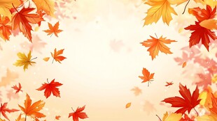 金秋枫叶飘落背景图